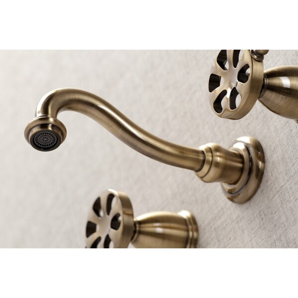 KS3023RX Two-Handle Wall Mount Tub Faucet, Antique Brass